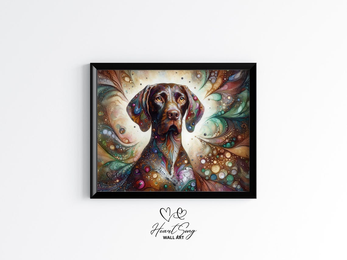 German Shorthaired Pointer Portrait Rich Alcohol Ink Art Poster