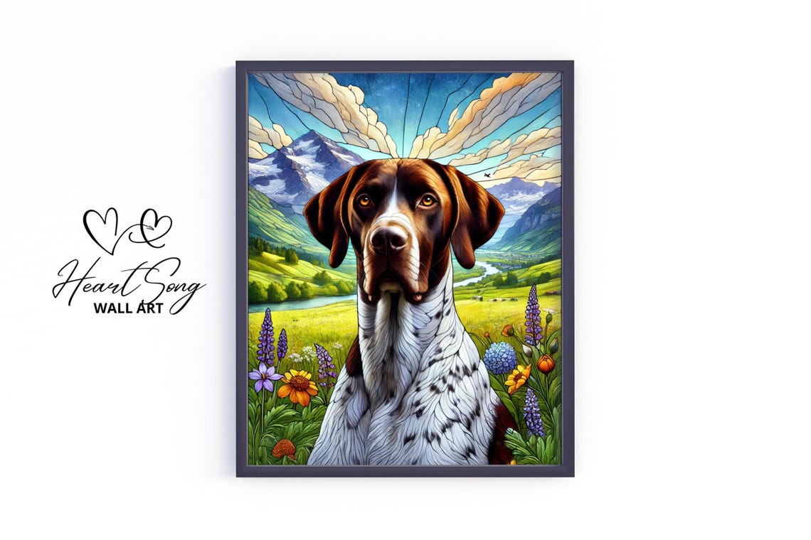 German Shorthaired Pointer In Alpine Meadow With Wildflowers Poster