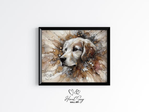 Golden Retriever Dog Painting Rustic Abstract Wall Art As An Expressive Portrait For Modern Decor Lovers 883