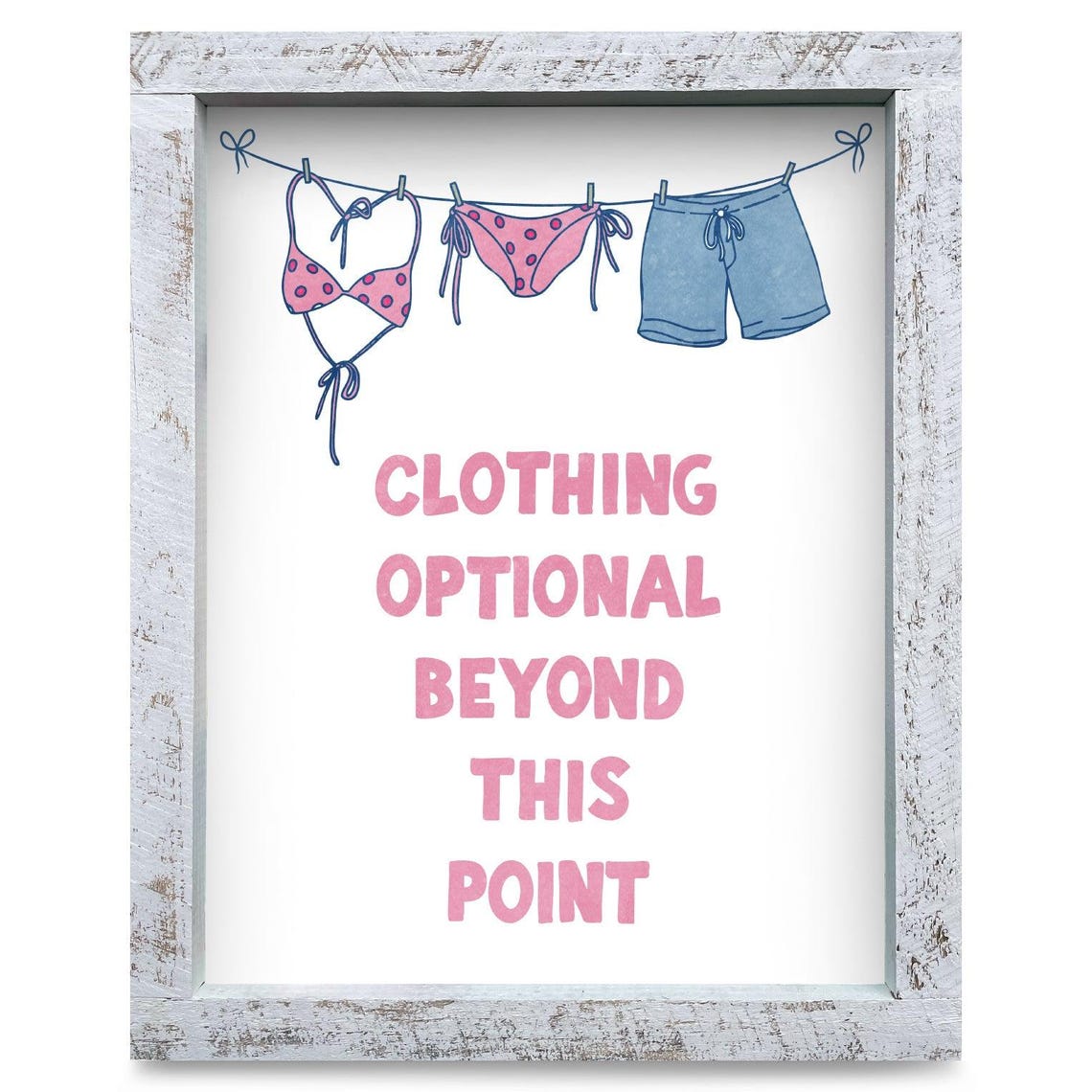 Clothing Optional Beyond This Point Funny Beach Sign Art Poster