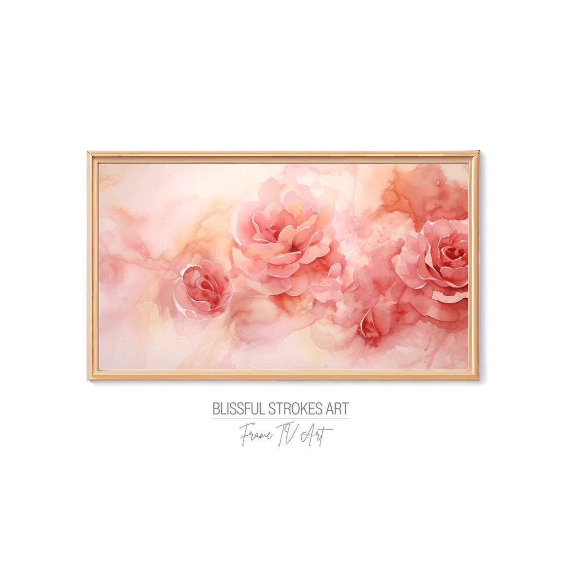 Blush Pink Roses Watercolor Soft Romantic Floral Bouquet Art Print