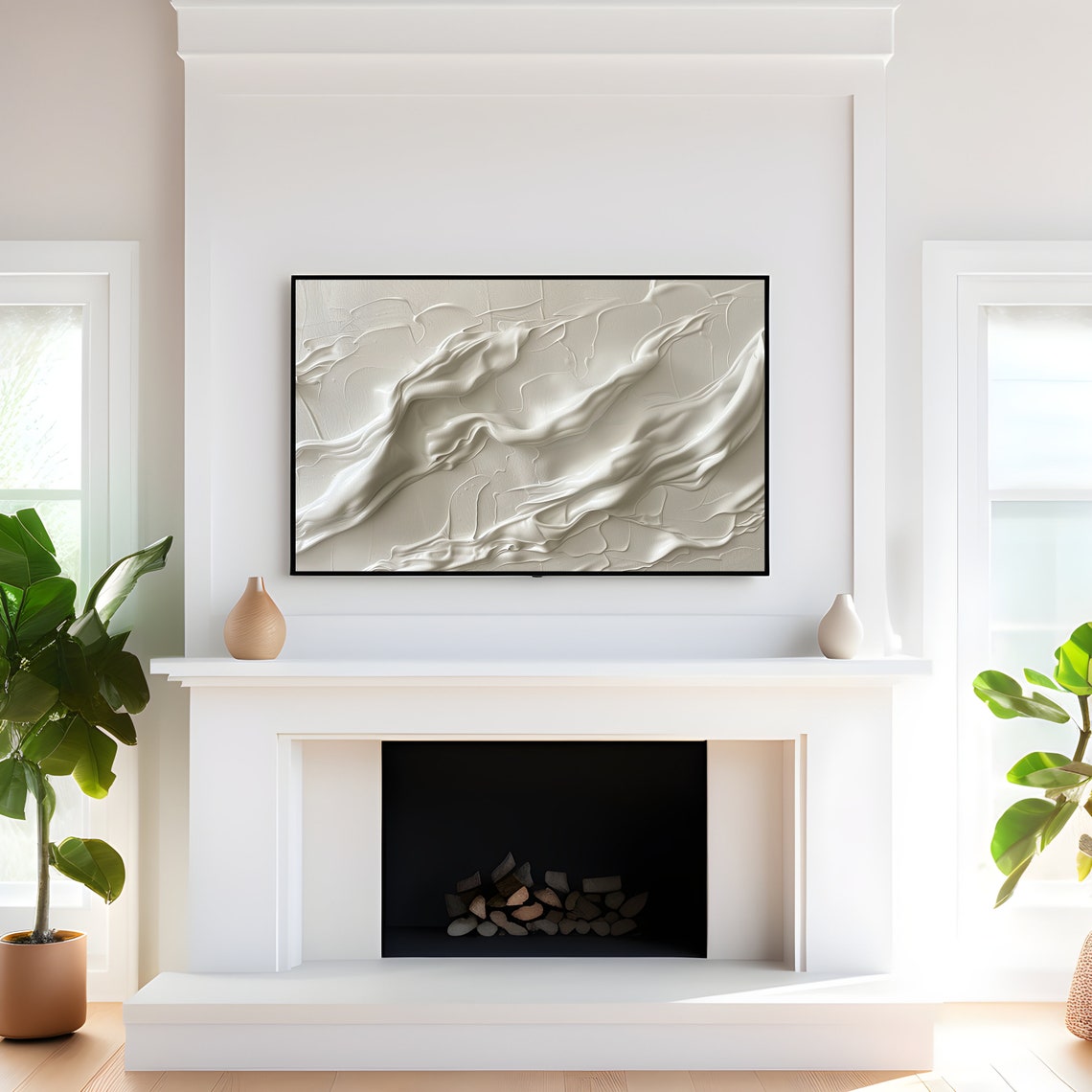 Ivory Silk Wave Flowing Neutral Abstract Textured Art Poster - Image 4