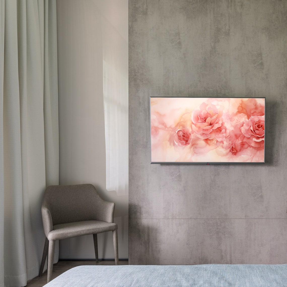 Blush Pink Roses Watercolor Soft Romantic Floral Bouquet Art Print - Image 3