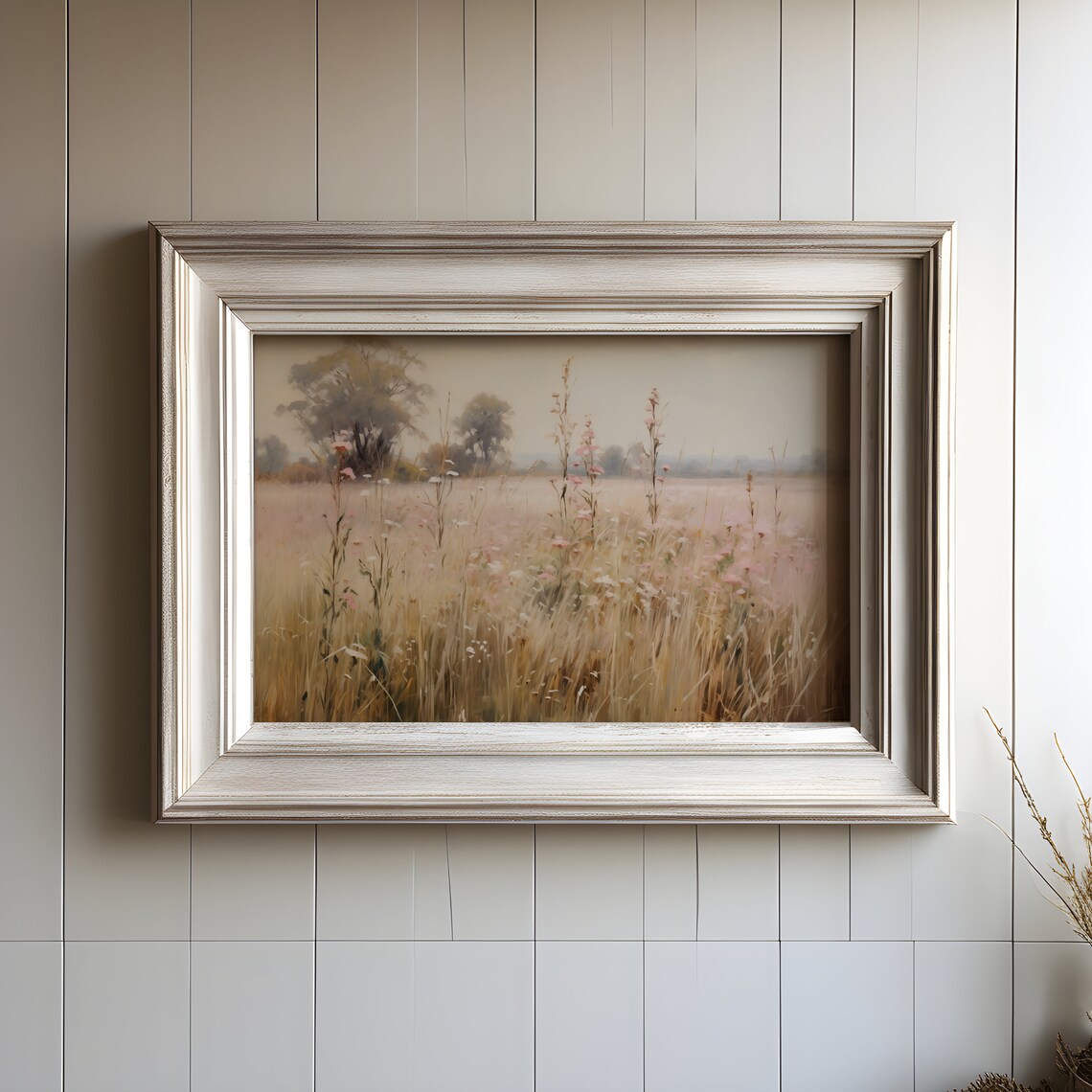 Summer Meadow Wildflowers Tall Grasses Vintage Oil Painting Art Print - Image 2