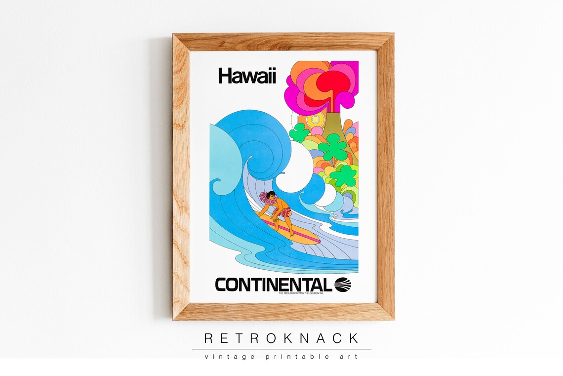 Hawaii Print Wall Art Hawaiian Surf Mid Century Modern Decor Travel Poster Beach Prints Tp24 - Image 2