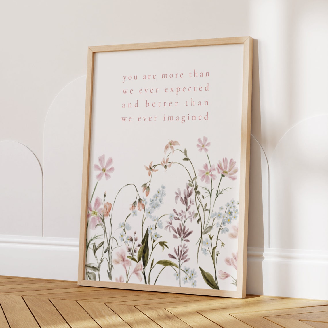 Botanical Nursery Wall Art Pink Wildflower Nursery Decor Baby Shower Gift Print Floral Nursery Girl Nursery Flower Print With Girl Quote