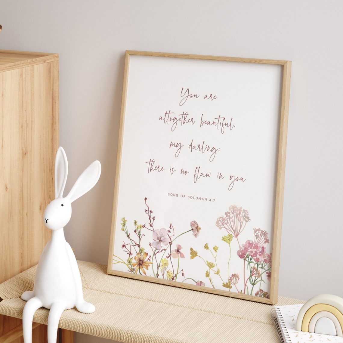 Nursery Decor Girl Nursery Wall Art Christian Nursery Art You Are Altogether Beautiful Nursery Print Floral Baby Room Song Of Soloman 47