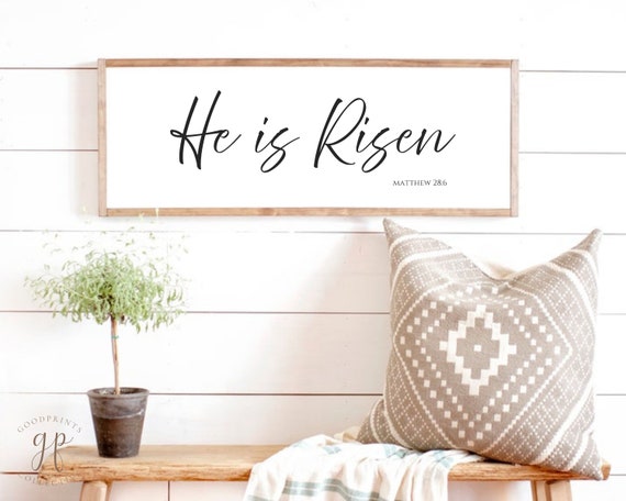 Easter Wall Decor He Is Risen Easter Wall Art Christian Sign Wall Hanging Bible Verse Print