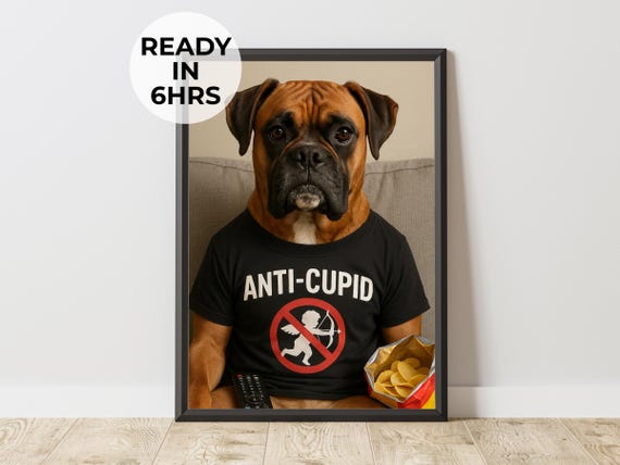 Custom Anticupid Pet Portrait Funny Anti Valentine Gift