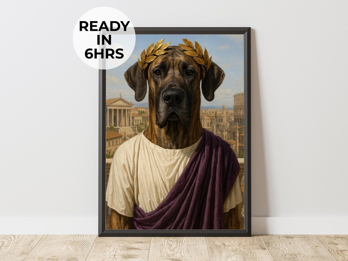 Noble Great Dane Roman Emperor Toga Laurel Wreath History Portrait Poster