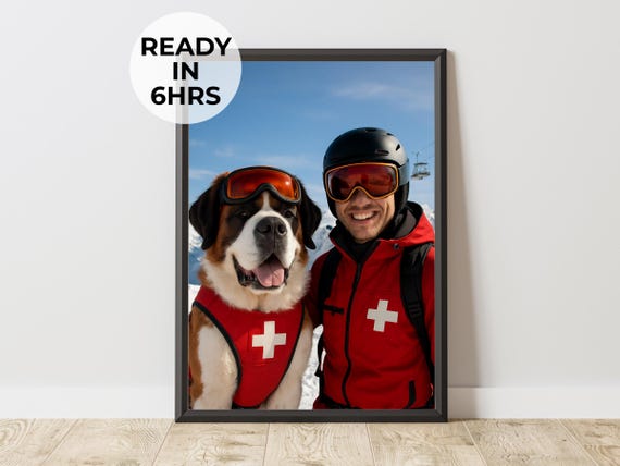 Custom Mountain Rescue Pet Owner Portrait Gift
