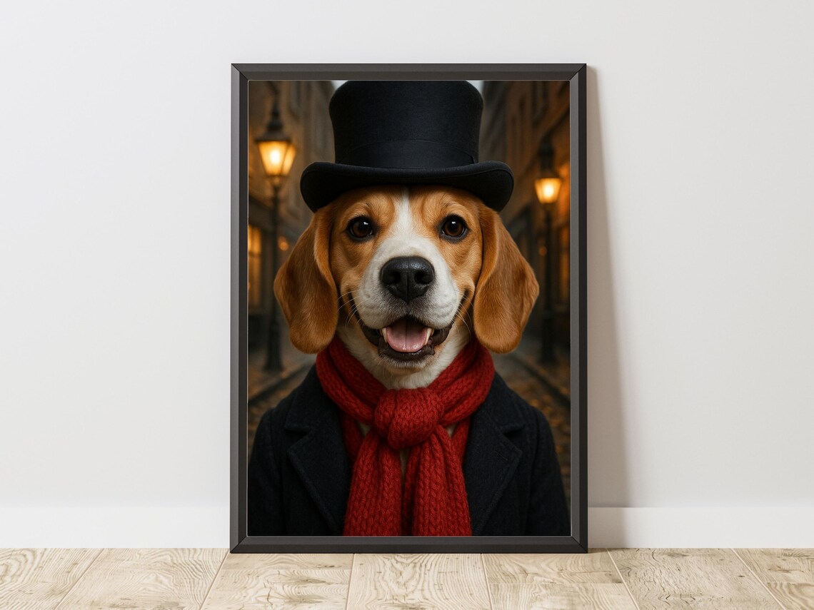 Custom Victorian Gentleman Pet Portrait, Dapper Gift