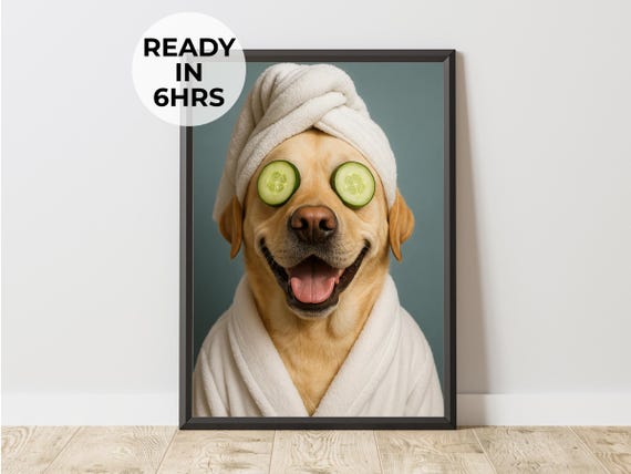 Custom Spa Day Pet Portrait Funny Cucumber Art Relaxation Gift