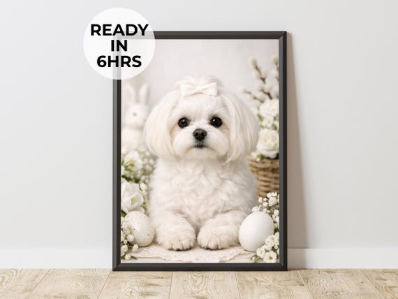 Custom Easter Pet Portrait Festive Holiday Dog Art