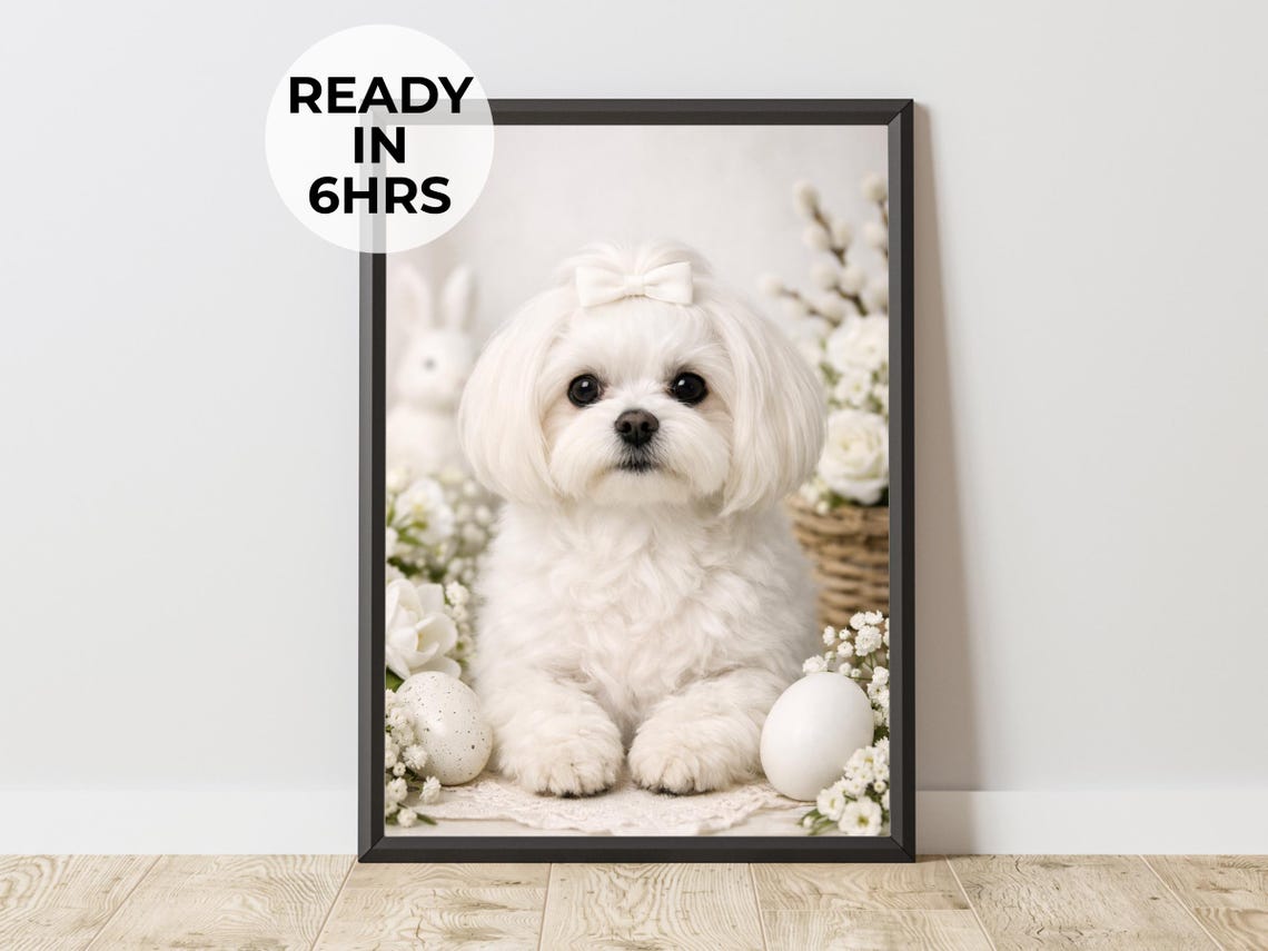 Custom Easter Pet Portrait Festive Holiday Dog Art