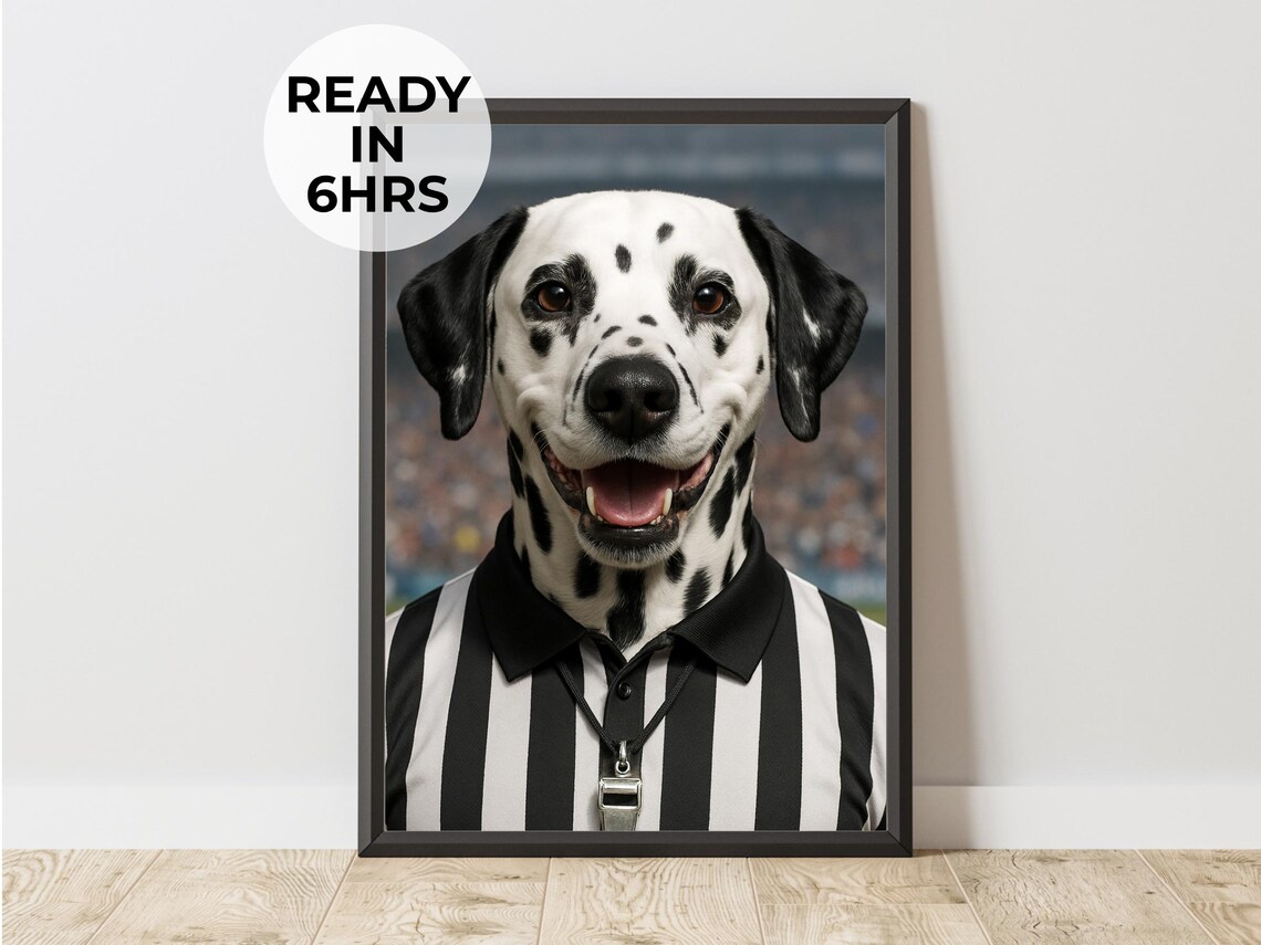 Custom Referee Pet Portrait, Funny Gift Art