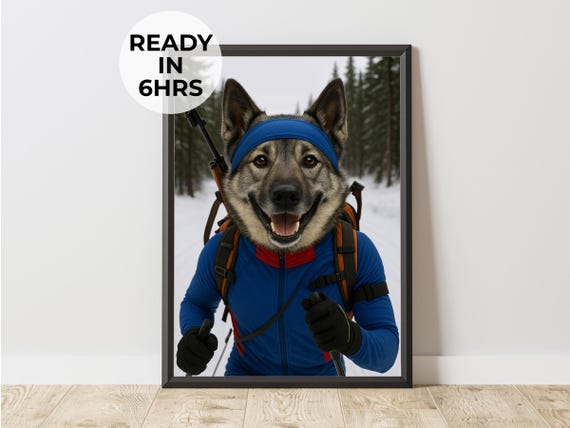 Custom Biathlete Pet Portrait Cross Country Skiing Gift