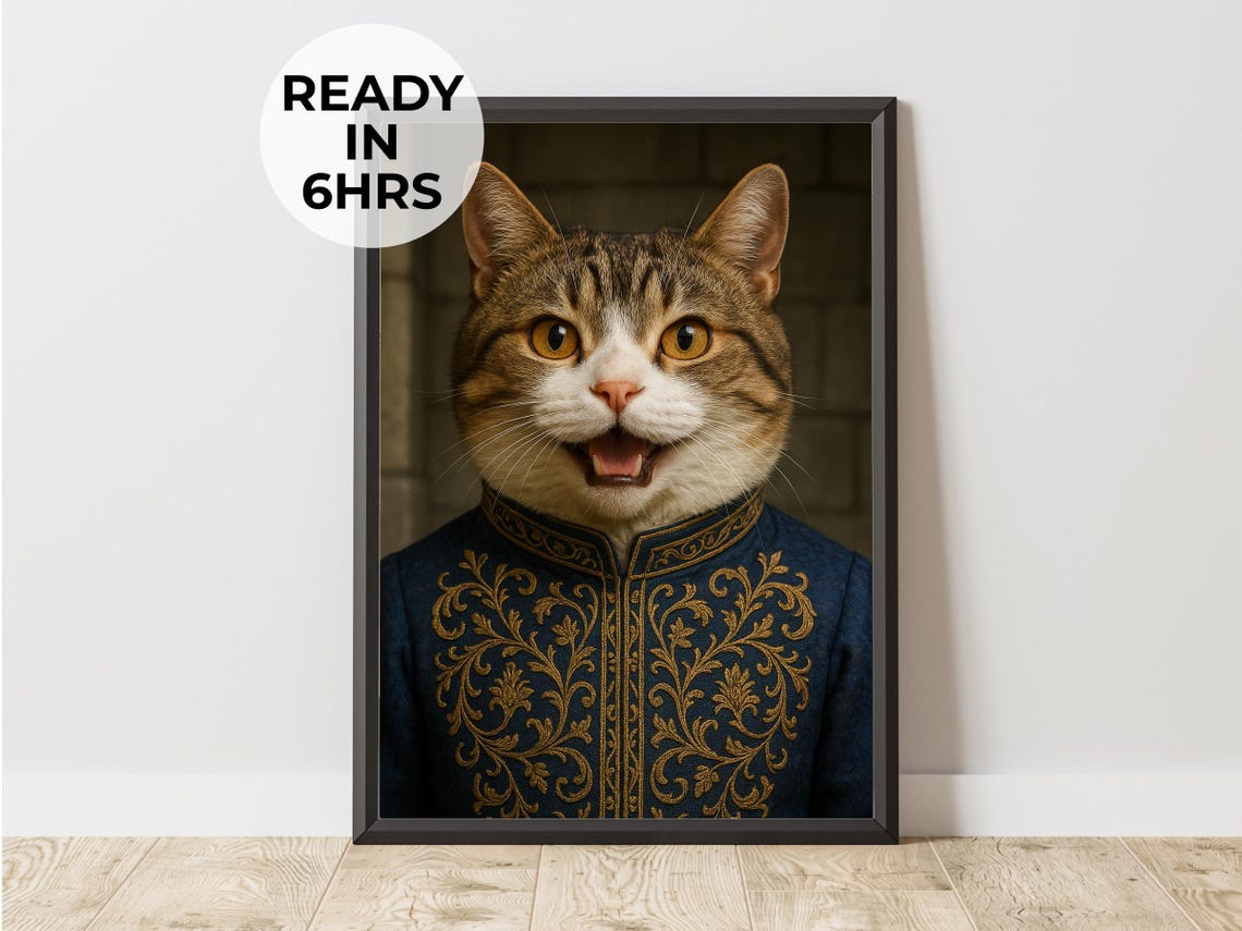 Custom Regency Cat Portrait, Art Gift