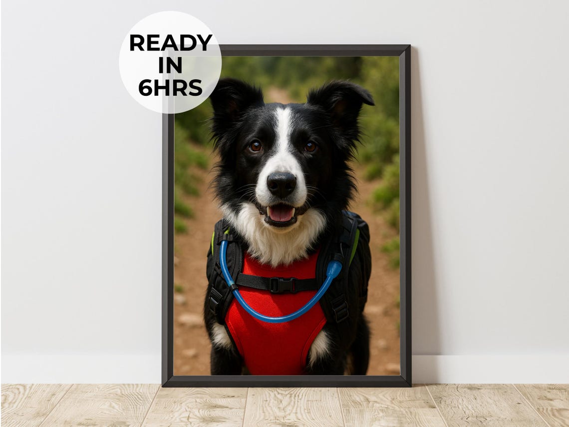 Custom Hiking Pet Portrait Trail Runner Hydration Gift