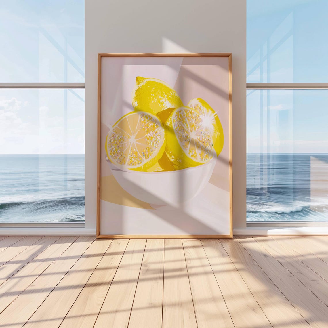 Yellow Lemons In A Bowl Poster Bright Pastel Fruit Illustration Modern And Elegant Kitchen Decor Fresh And Graphic Wall Art - Image 3