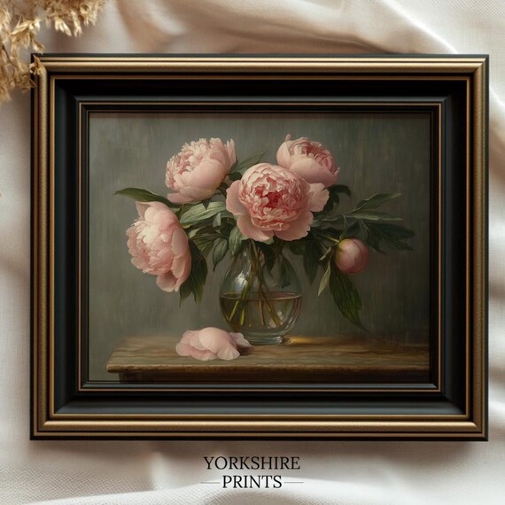 Moody Vintage Dark Floral Still Life Art Print