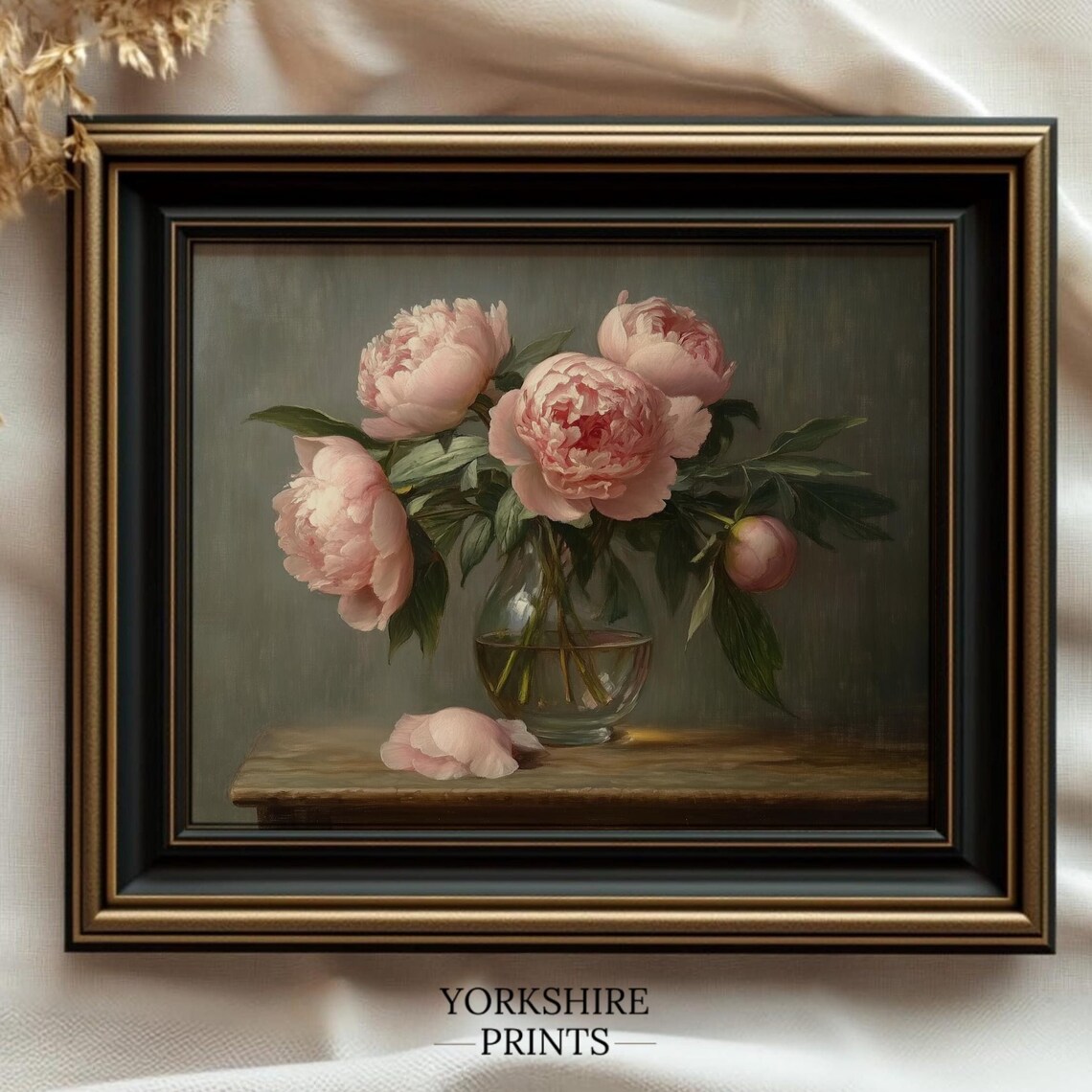 Moody Vintage Dark Floral Still Life Art Print