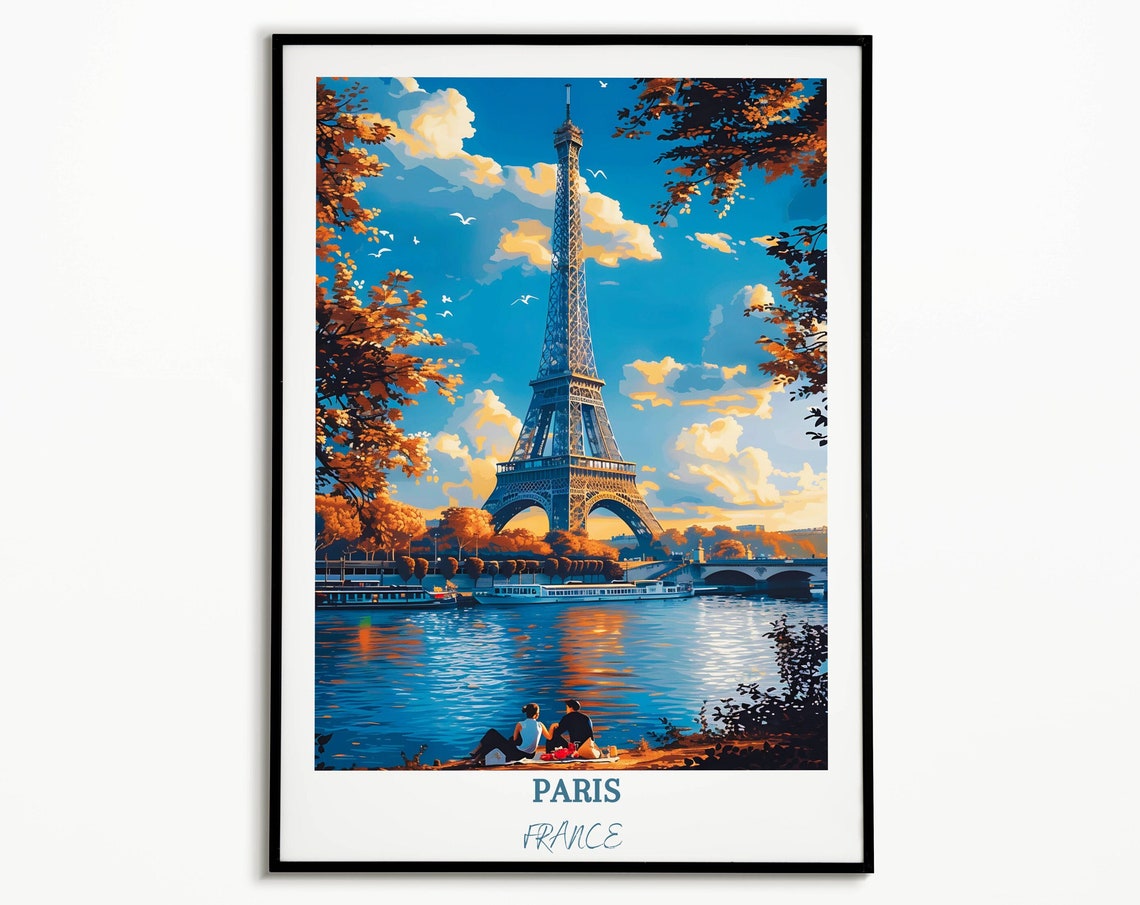 Paris France Travel Print Paris Wall Art Eiffel Tower Art France Travel Poster Paris Home Decor French Illustration Parisian Art Print