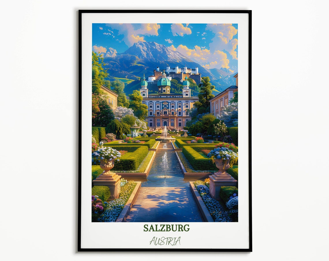 Salzburg Print Salzburg Home Dcor Mirabell Palace And Gardens Wall Art For Travel Enthusiast Salzburg Austria Poster