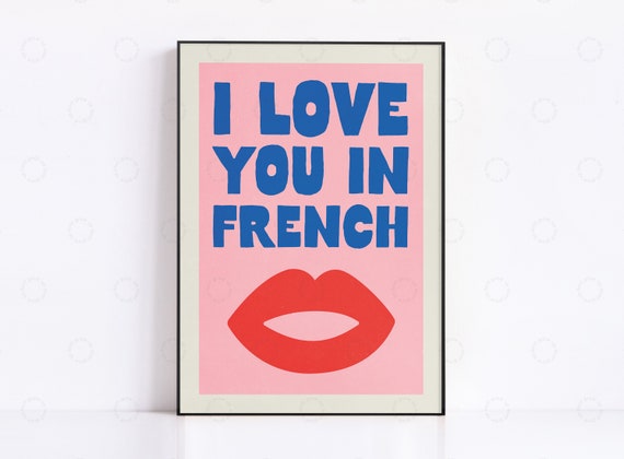 I Love You in French Typography Quote Print