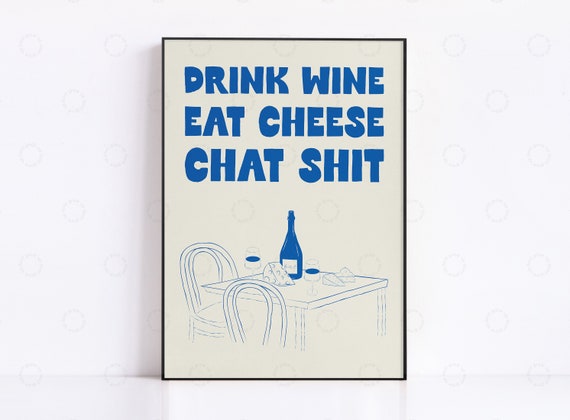 Wine And Cheese Retro Mid-Century Kitchen Art Print