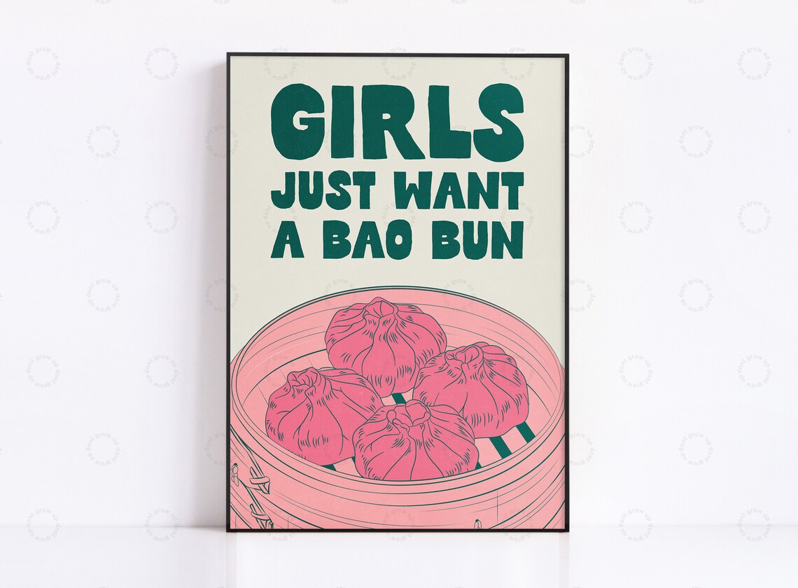Bao Buns Vintage Food Poster, Japanese Kitchen Art