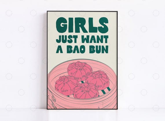 Bao Buns Vintage Food Poster, Japanese Kitchen Art