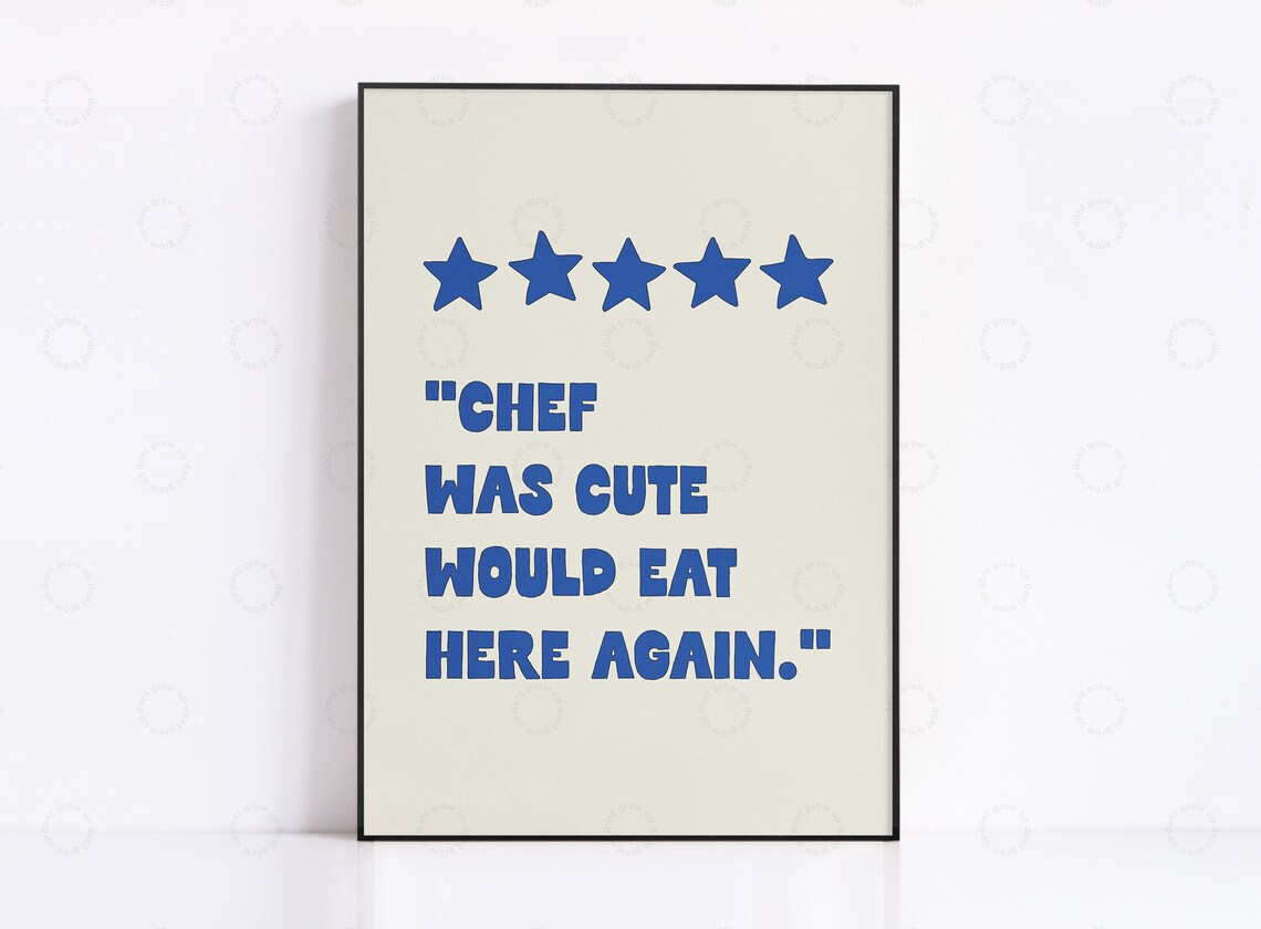 Kitchen Chef Print, Retro Bon Appetit Poster