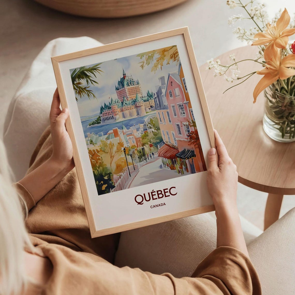 Quebec City Chateau Frontenac Watercolor Travel Poster Canada - Image 5