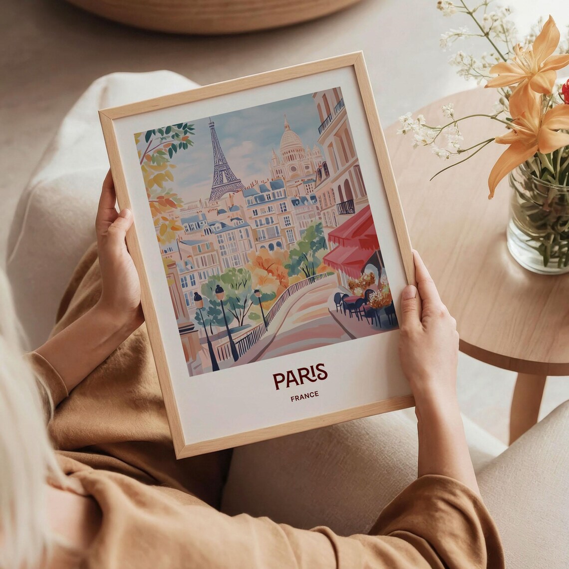 Paris France Eiffel Tower Montmartre Charming Street Scene Poster - Image 5