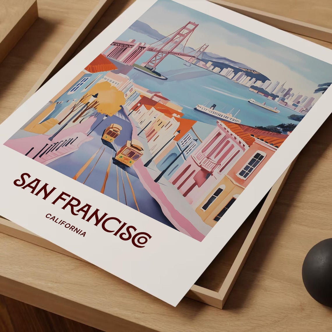 San Francisco California Golden Gate Bridge Cable Car Poster - Image 2