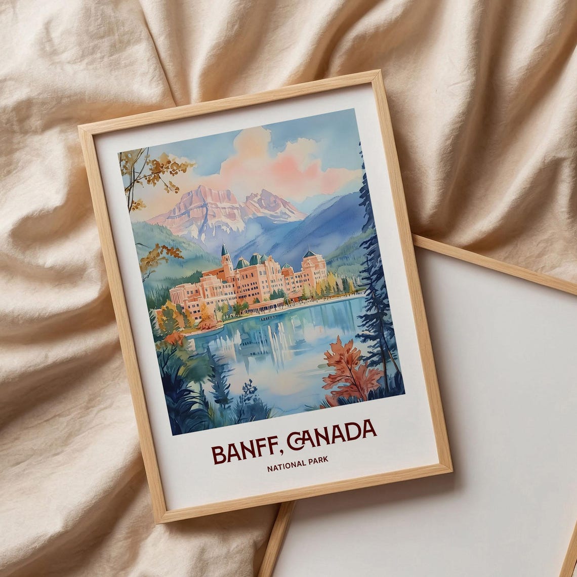 Banff Canada National Park Chateau Mountain Lake View Art Poster - Image 3