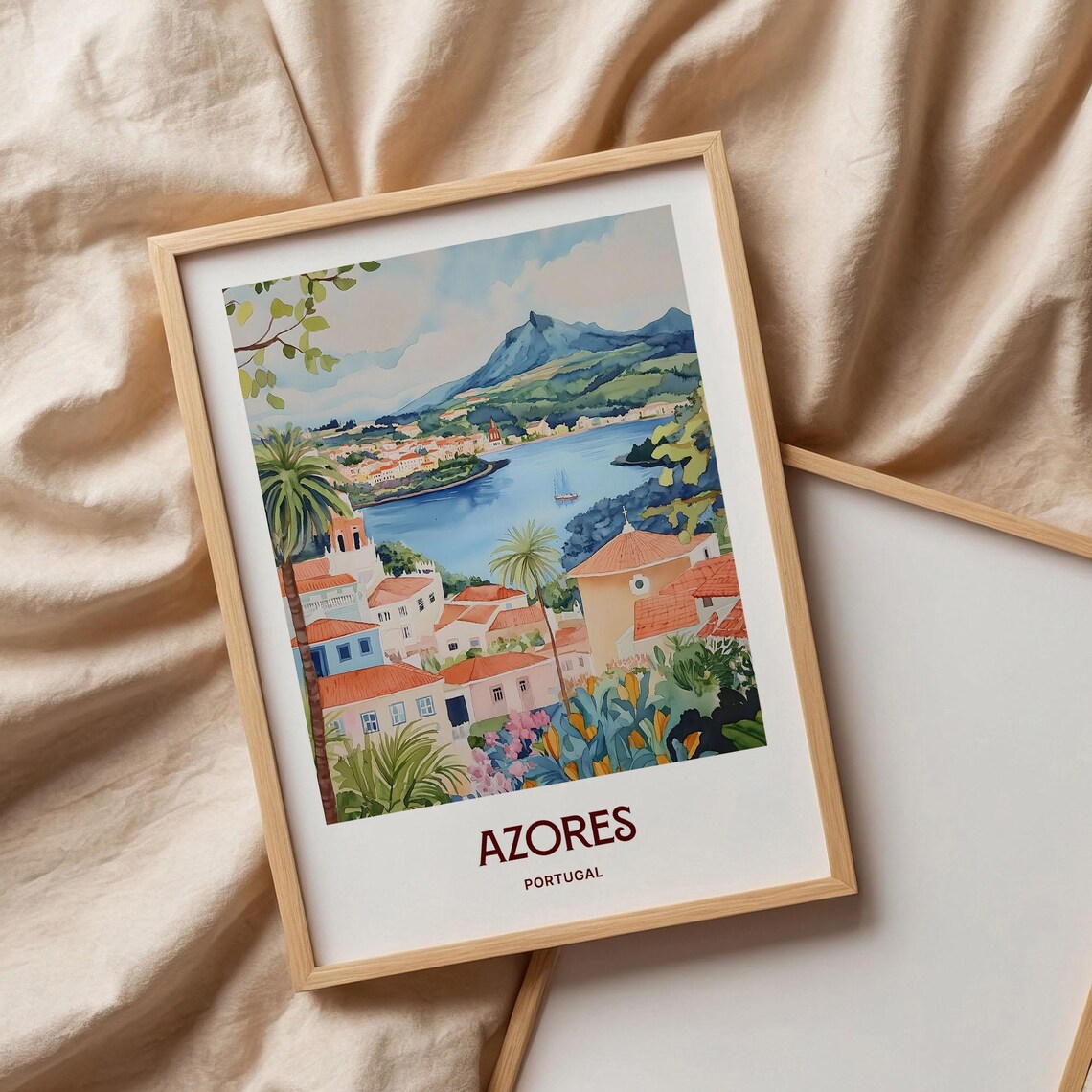 Azores Travel Print Minimalist Wall Art Portugal Cityscape Decor Pastel Art Unique Gift For Art Lovers Retro Travel Poster C35 178 - Image 3