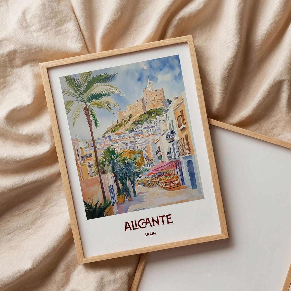 Alicante Spain Castle Old Quarter Watercolor Travel Art Poster - Image 3
