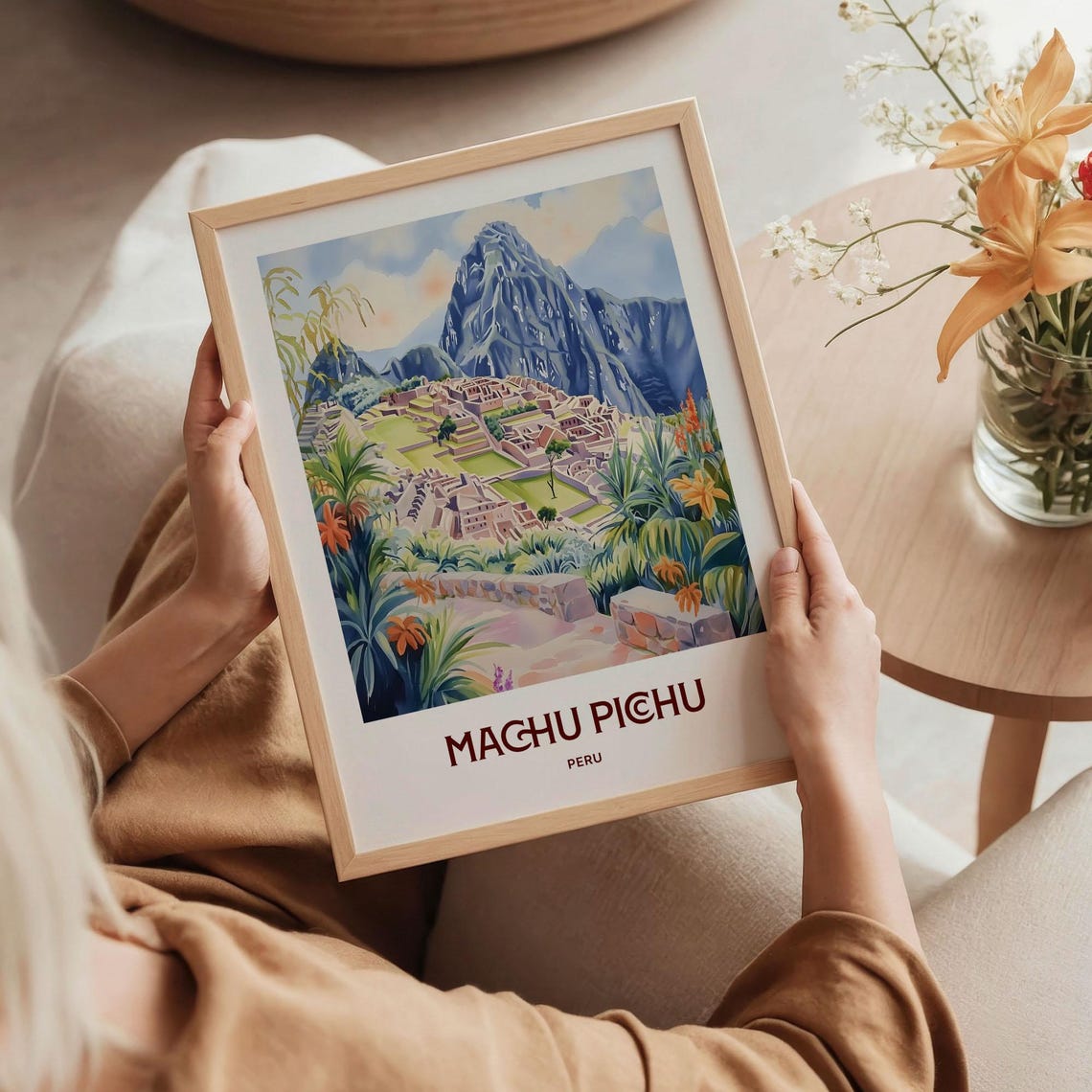 Machu Picchu Peru Inca Ruins Pastel Watercolor Travel Poster - Image 5