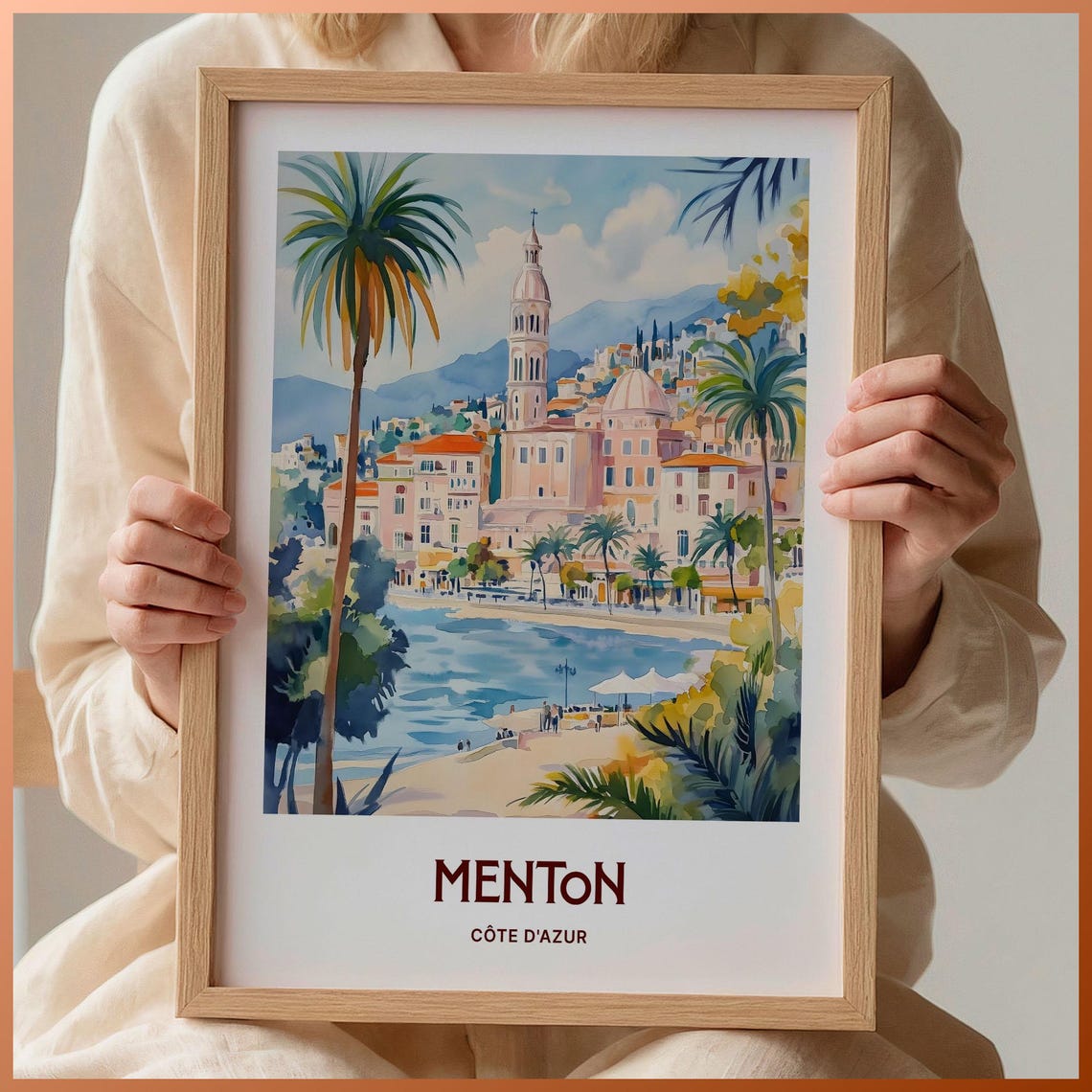 Menton Print Menton Wall Art France Travel Poster Cte Dazur Art South Of France Decor French Riviera Artwork Minimalist C35 745
