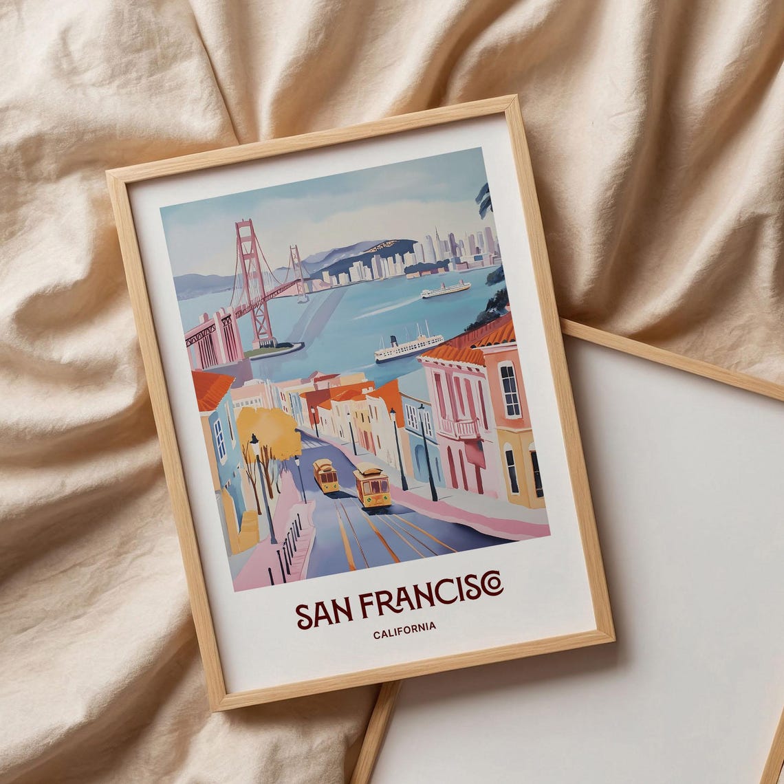 San Francisco California Golden Gate Bridge Cable Car Poster - Image 3