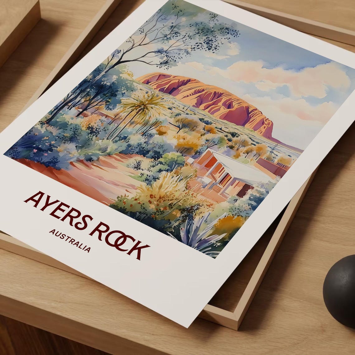 Ayers Rock Uluru Australia Outback Desert Pastel Landscape Poster - Image 2