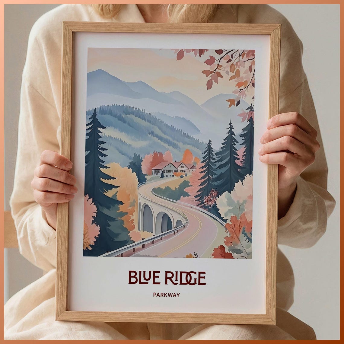 Blue Ridge Parkway Mountain Road Viaduct Fall Foliage Poster