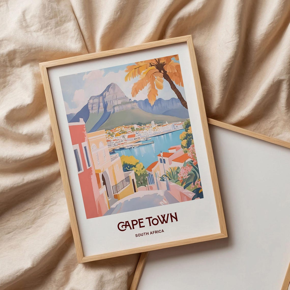 Cape Town South Africa Table Mountain Harbor Travel Art Poster - Image 3