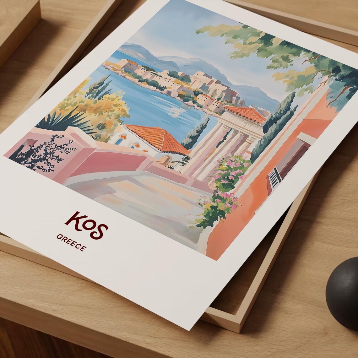 Kos Greece Island Town Castle Across the Sparkling Bay Art Poster - Image 2