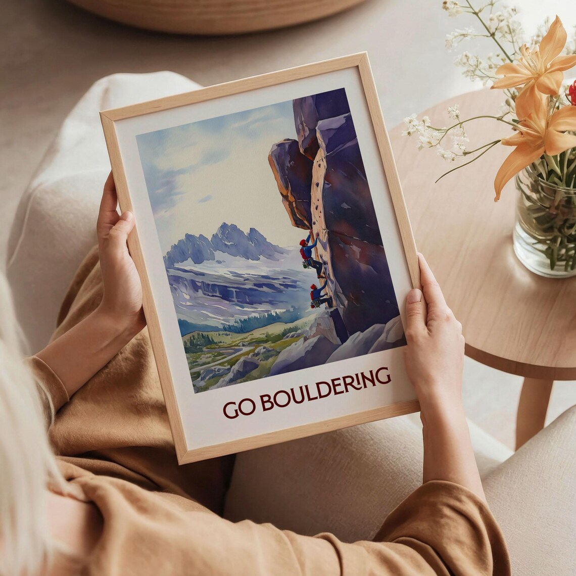Go Bouldering Watercolor Rock Climbing Adventure Mountain Poster - Image 5