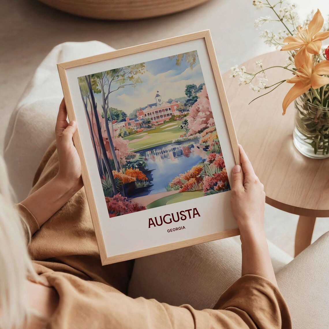 Augusta Georgia Golf Course Clubhouse Watercolor Travel Poster - Image 5
