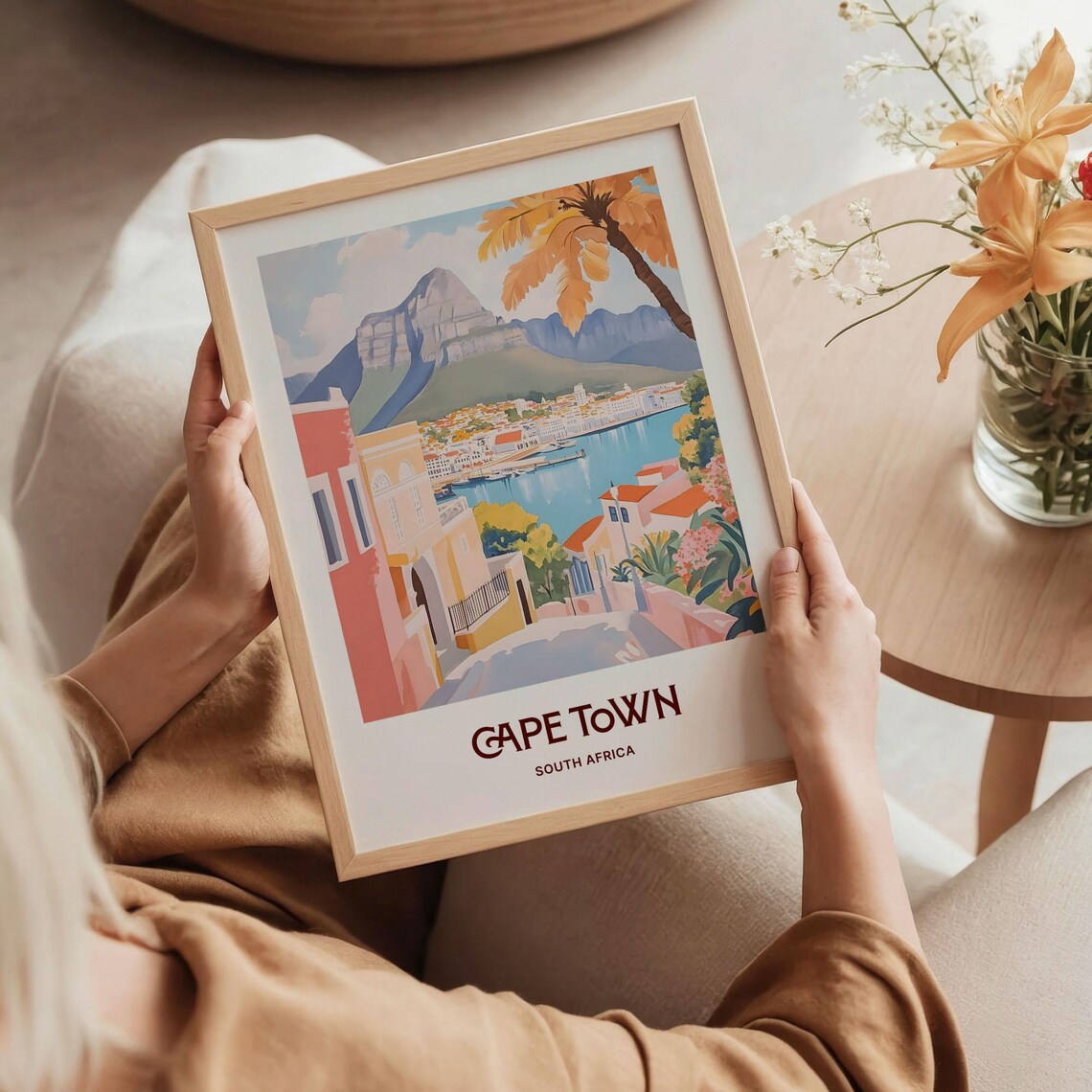 Cape Town South Africa Table Mountain Harbor Travel Art Poster - Image 5