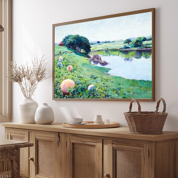 Pumpkin Farm Field Vintage Painting, Home Decor